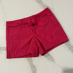 White House Black Market Tie Waist Eyelet Shorts Women’s 4 Pink Preppy Classic